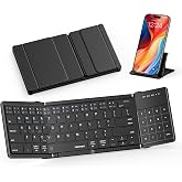 TECKNET Foldable Bluetooth Keyboard with Touchpad &amp; Numpad | Connect up to 3 Devices, USB-C Rechargeable Portable keyboard for laptop, PC, iPad, Phone, iOS, macOS, Android(Black)