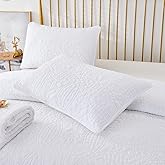 Brandream White Clover Quilted Pillow Shams Cotton Standard Size Pillow Cases Set of 2 Comfy Soft Decorative Pillow Covers