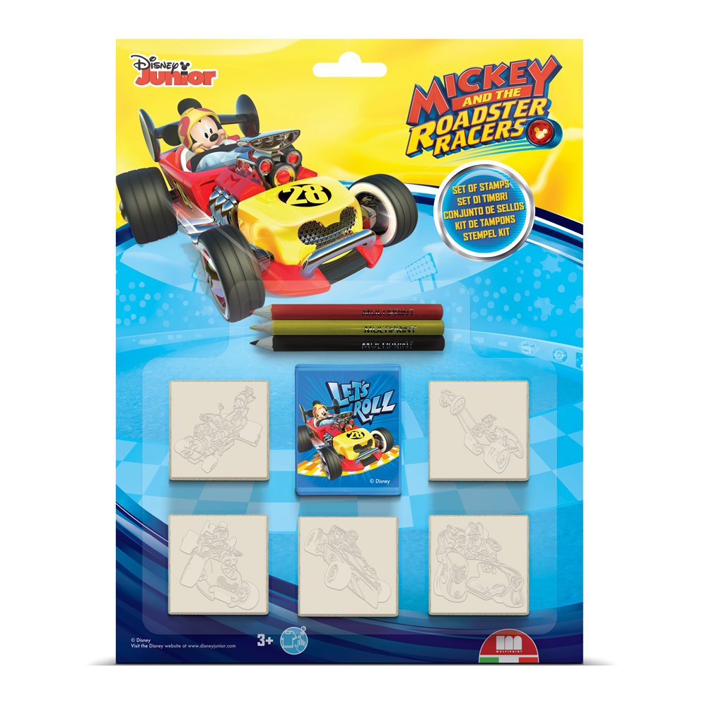 Multiprint Blister 5 Stamps for Kids Disney Mickey Topolino, 100% Made in Italy, Personalized Stamps for Children, in Wood and Natural Rubber, Non-toxic Washable Ink, Gift Idea, art.05945