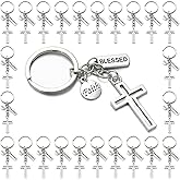 PHAETON 20PCS Cross Key Chains Jesus Cross Religious Door Car Key Holders Jesus Key Rings Religious Favors for Christians Easter Prayer Gifts First Communion Gift