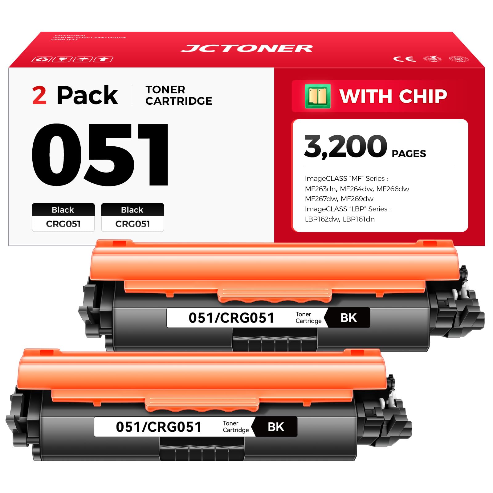 051 Black Toner Cartridge 2-Pack with chip