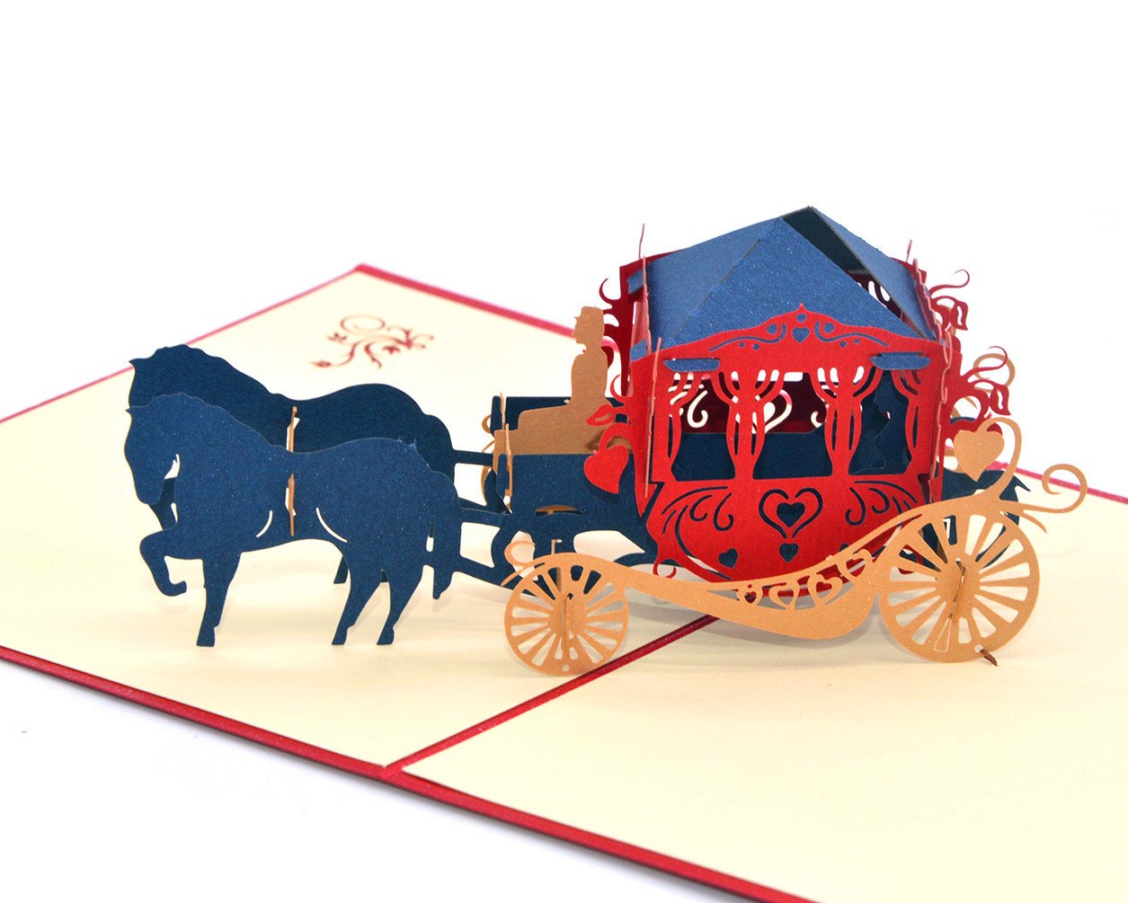 Medigy Vintage Carriage Handmade 3D Pop Up Greeting Cards Invitation Cards for Wedding, Valentines,Lovers,Couple's/Valentines Day Gifts Cards