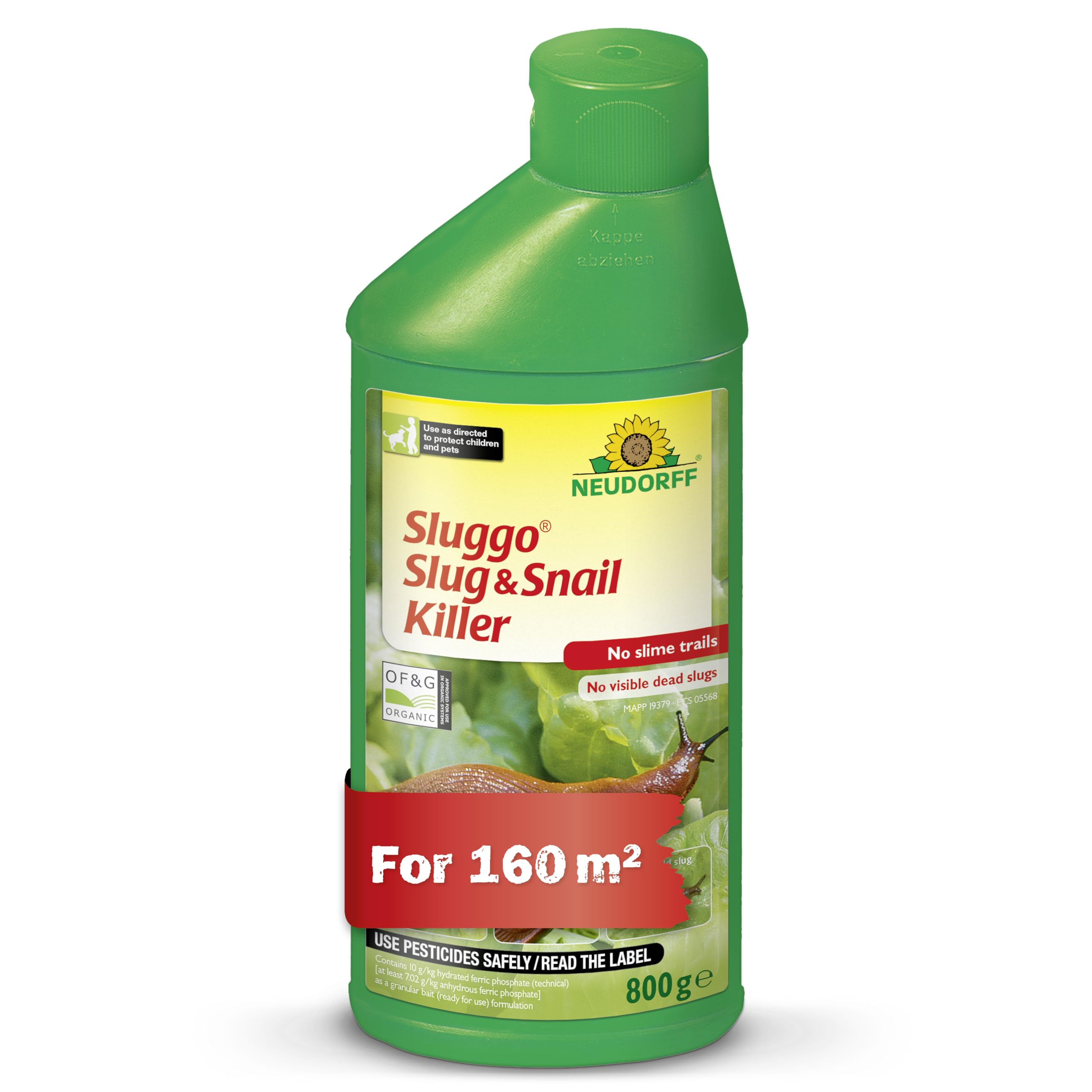 Neudorff Sluggo Slug & Snail Killer – Effective slug control against slugs and snails. No slime traces and no visible dead slugs. For 100 m², 800 g