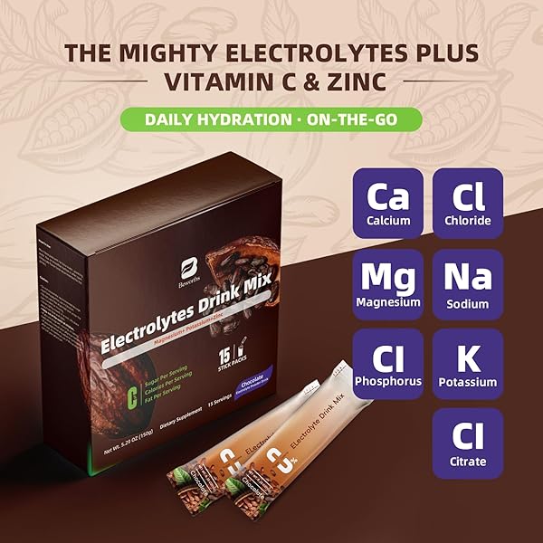 B BEWORTHS ELECTROLYTES POWDER PACKETS FOR ELECTROLYTE DRINK MIX | SUGAR-FREE ELECTROLYTES PACKETS WITH VITAMINS & MAGNESIUM REPLENISH HYDRATION – 15 STICKS