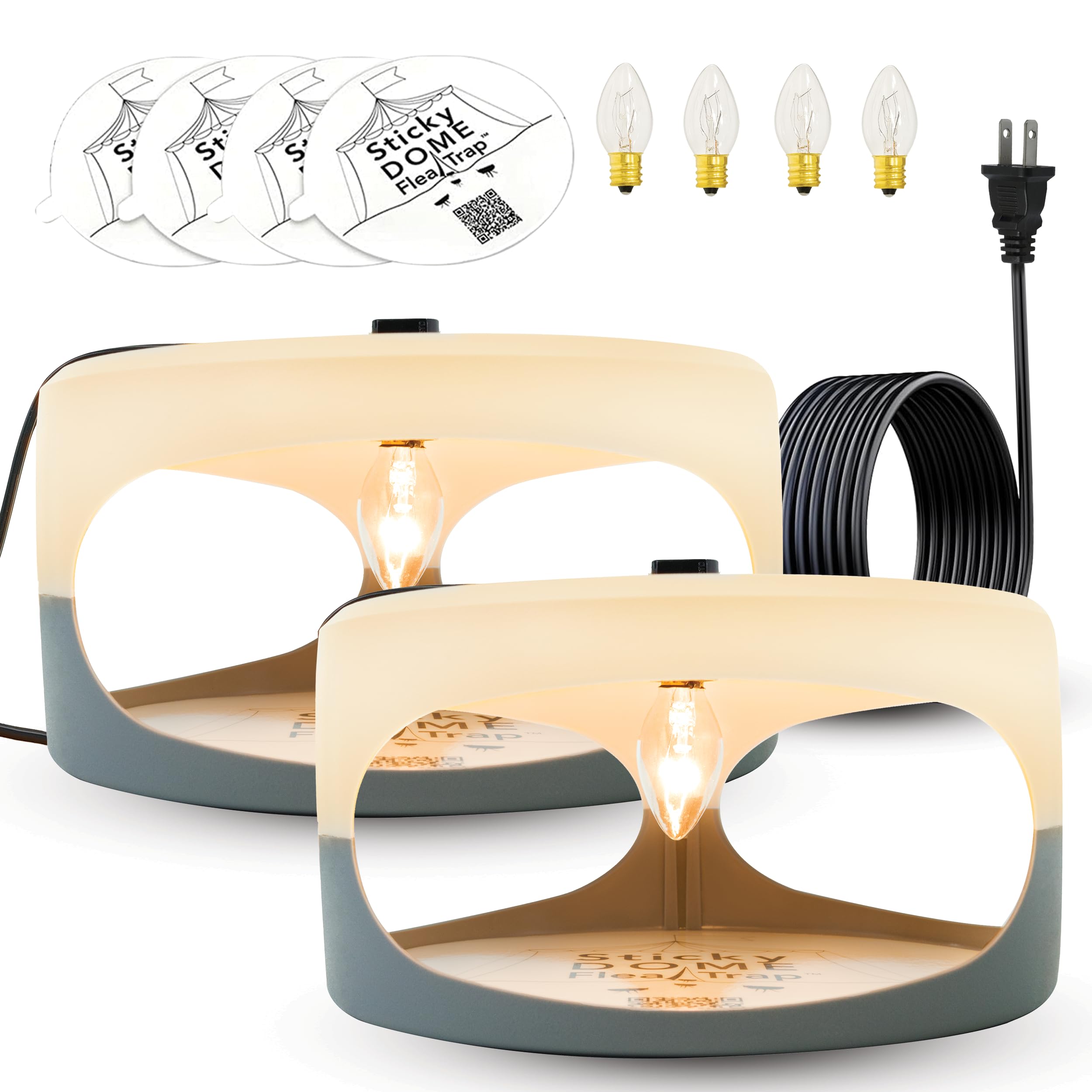 ASPECTEK Sticky Dome™ Flea Trap with 2 Sticky Discs. Odorless, Non-Toxic, Natural Insect Traps, Safe for Indoor Use, Children and Pets - 2 Pack