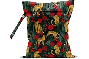 zcyxuuw Wet Dry Bag, Wet Bag for Swimsuit, Travel, Beach, Pool, Diapers, Dirty Gym Clothes, Makeup Bag, Camping Accessories, Waterproof Reusable Jungle Tropical Leaves Cheetah Print