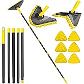 Newly Upgraded Wall Cleaner Mop with Long Handle 82 Inches, 3-in-1 Ceiling Cleaning Tool Duster with 6 Replacement Microfiber