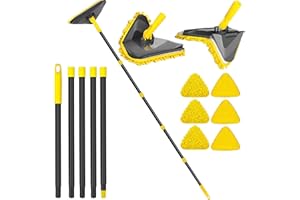 Newly Upgraded Wall Cleaner Mop with Long Handle 82 Inches, 3-in-1 Ceiling Cleaning Tool Duster with 6 Replacement Microfiber