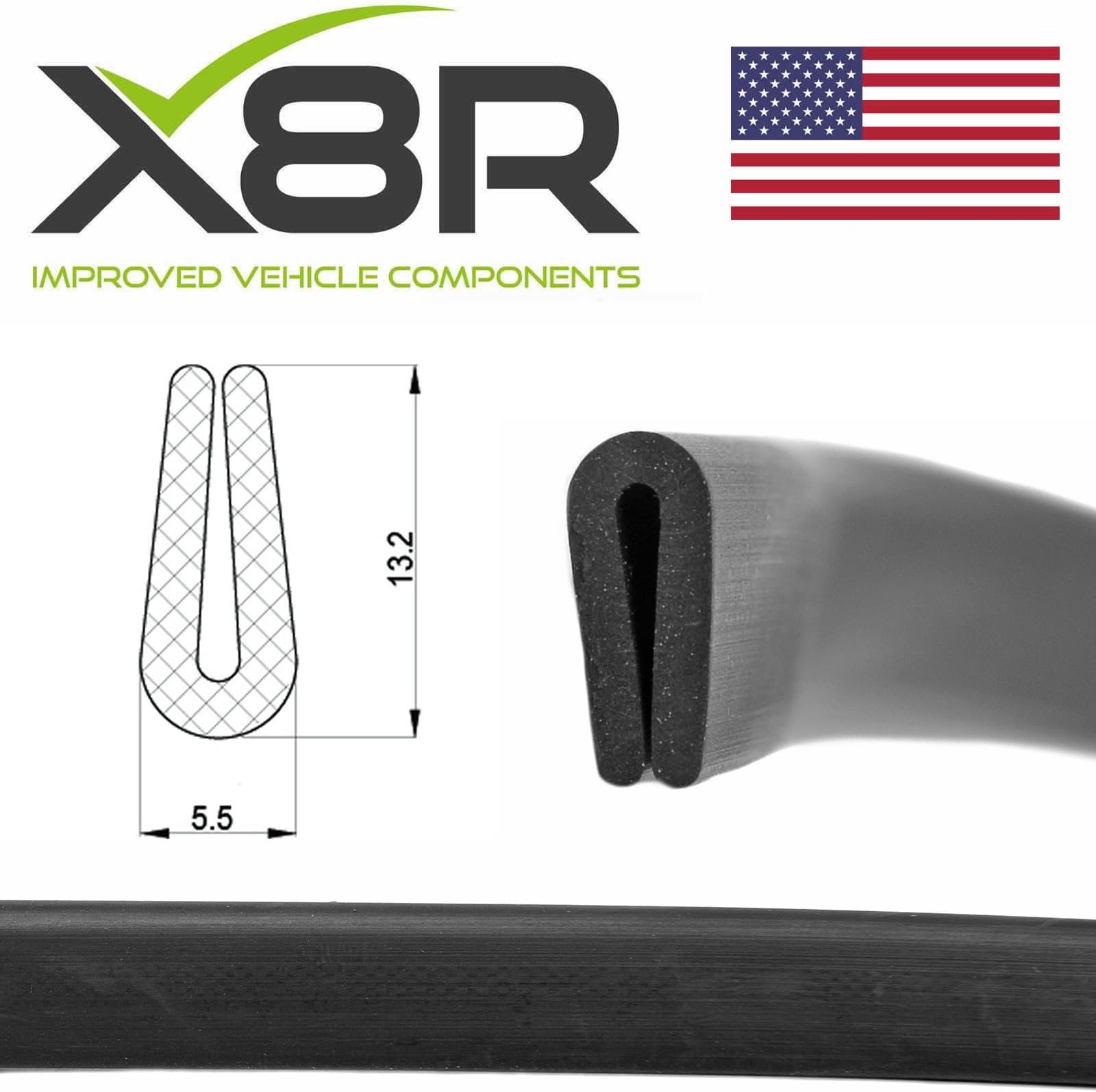 X8R Black Flexible Rubber U Channel Edging Edge Seal Car Trim 1mm 2mm Material Kit Part: X8R0102