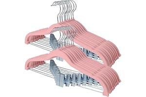 Stormix Pants Hangers, 18 Pack Vevlt Skirt Hanger with Clips, Non-Slip Coat Hangers, Heavy-Duty Clothes Hangers for Shorts, Pants, Skirts, Dresses, Jackets, Coat Pink