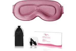 ALBATROSS HEALTH NEW ENGLAND Sleep Mask for Upgraded 3D Contoured Cup Eye Mask Blindfold, Block Out Light, Eye Mask with Adjustable Strap, Breathable & Soft for Sleeping, Yoga, Traveling (3D-Pink)