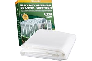 PROMORE Greenhouse Plastic Sheeting 6 Mil 12x25 FT, Clear Plastic Sheeting Heavy Duty, Polyethylene Film, UV Resistant, Tear-Proof, for Garden, Agriculture, Painting Floor Protection