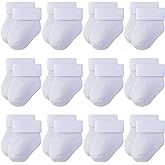 RATIVE Newborn Baby Socks 0-6,6-12 Months Terry Turn Cuff Socks for Boys Girls