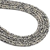 BEADIA Natural Dalmatian Stone Spacer Beads Caps Rondelle Disk Loose Beads for Beading Jewelry Making 4mmx2mm 38cm
