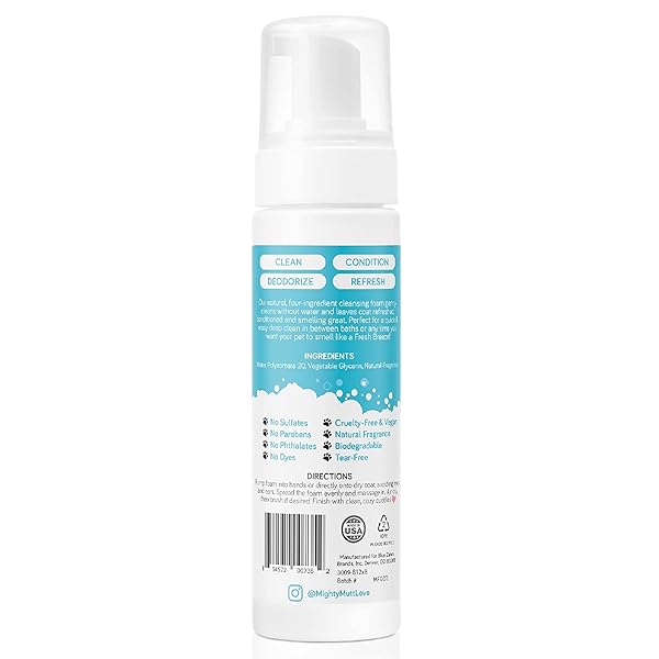 MIGHTY MUTT HYPOALLERGENIC WATERLESS SHAMPOO FOR DOGS | DRY SHAMPOO FOR DOGS | WATERLESS FOAM NO RINSE | ANTI-ITCH, SOOTHING AND DEODORIZING | FRESH BREEZE | 8 FL OZ