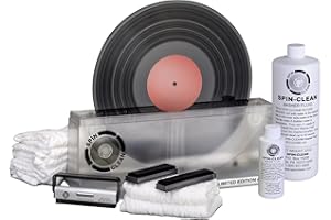 SPIN CLEAN Spin-Clean Limited-Edition "Clear" Vinyl Record Washer Deluxe Kit | Record Cleaning Kit | Vinyl Record Cleaner | Includes Five Extra Drying Cloths, Extra 32oz. Fluid & Extra Brushes | Additional Anti-Static, Carbon Fiber Brush | Perfect for 33, 45 & 78 RPM