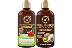 BUYWOW WOW Skin Science Apple Cider Vinegar Shampoo & Conditioner Set with Coconut & Avocado Oil - Men and Women Gentle Shampoo Set - Hair Growth Shampoo for Thinning Hair & Loss - Sulfate & Paraben Free