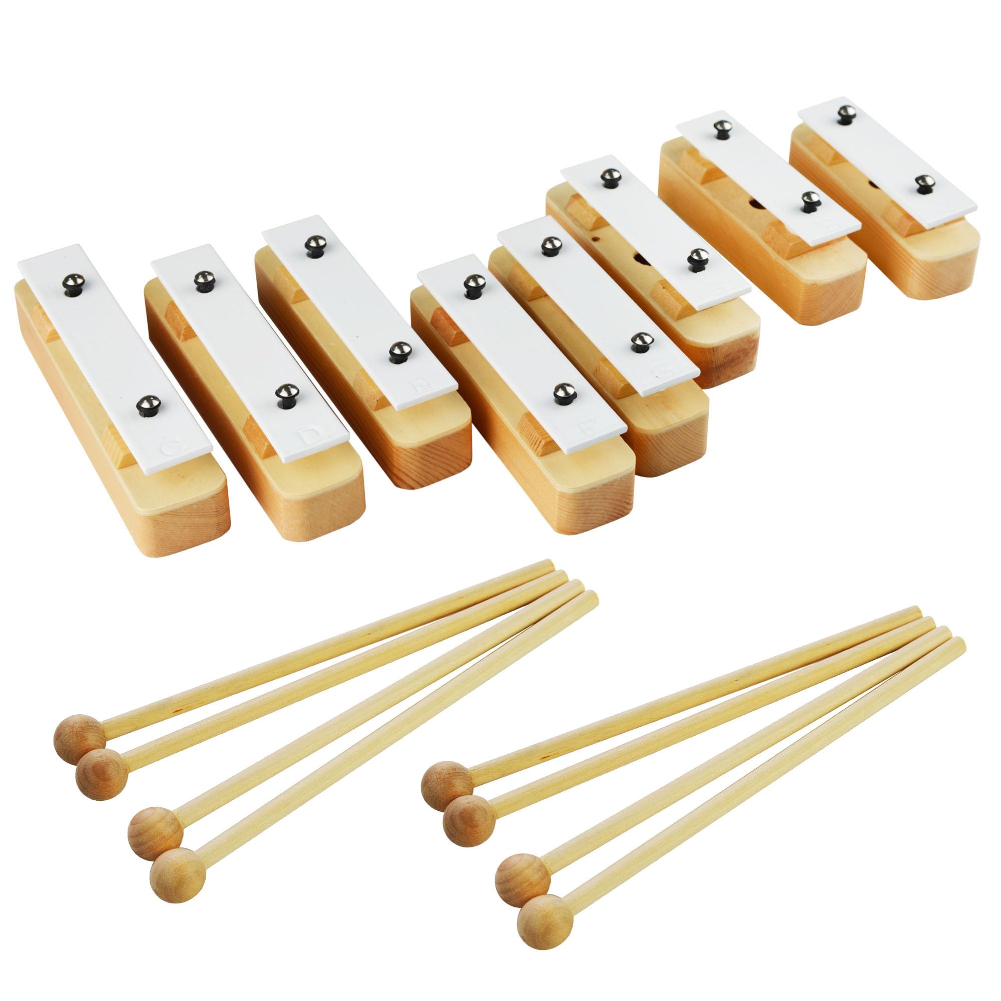A-Star Chime Bar Set of 8 Soprano Diatonic Wooden Glockenspiel Xylophone with 8 Beaters - C6 to C7