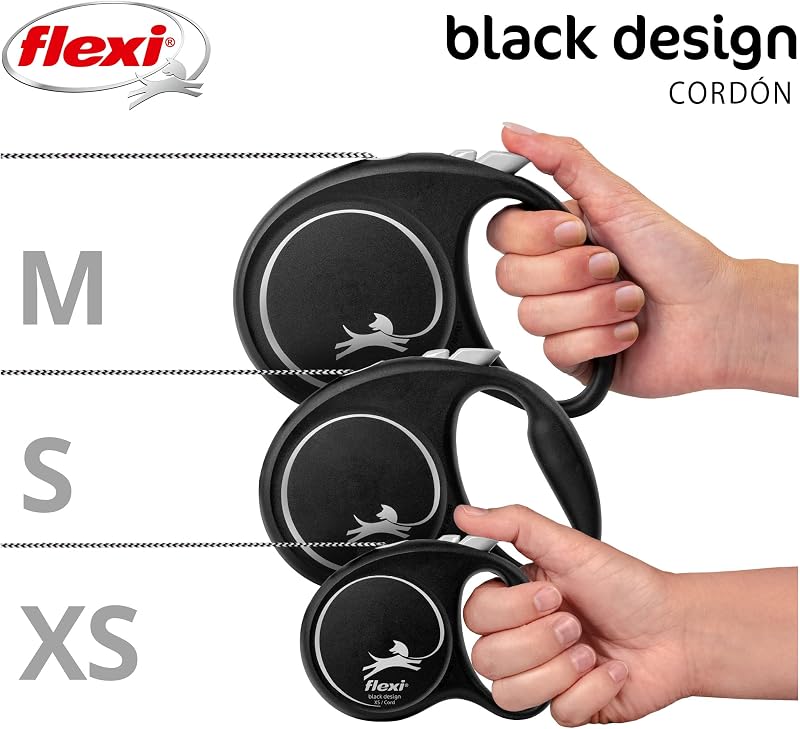 ® Black Design XS | Correia de cordão retrátil de 3 m | máx. 8 kg