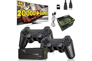 SCRIMEMO Retro Game Stick, 2024 New Wireless Retro Game Console, Nostalgia Game Stick with 20000+ Video Games, 9 Classic Emulators, 4K HDMI Output and 2.4GHz Wireless Controller for TV Plug and Play (128G)
