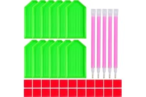 QYING 39PCS Diamond Art Painting Tools and Accessories Kits, with 12 Plastic Trays, 22pcs Glue Clay, 5 Pens, DIY Accessories