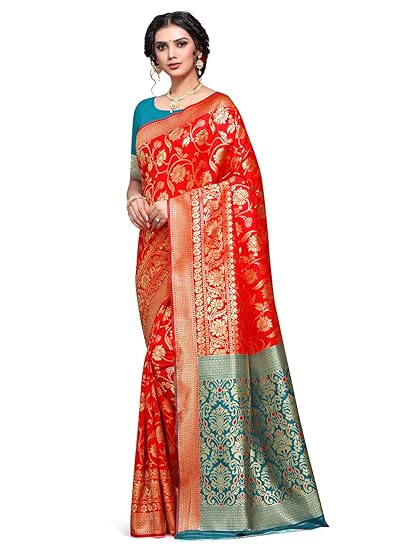 Shiv Textiles Womans Banarasi Silk Saree With UnStich Blouse(BA_45)