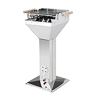  Saalfeld Säulengrill Activa silber XXL Pillar Balkon Camping Picknick ✔ eckig ✔ tragbar ✔ stehend grillen ✔ Grillen mit Holzkohle 
