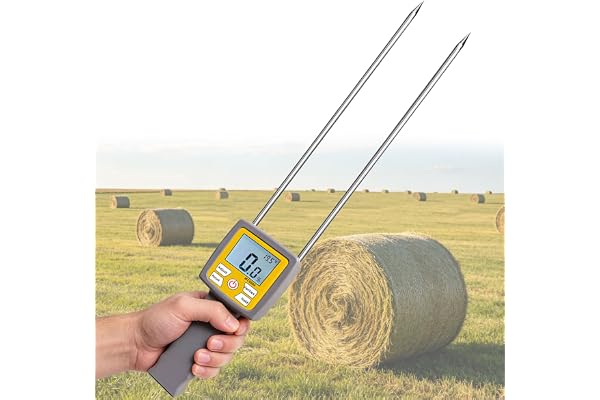Hay Bale Moisture Tester, Hay Moisture Meter with Long Probe, Portable Bale Moisture Meter for Hay Bales, Forage Grass, Alfal