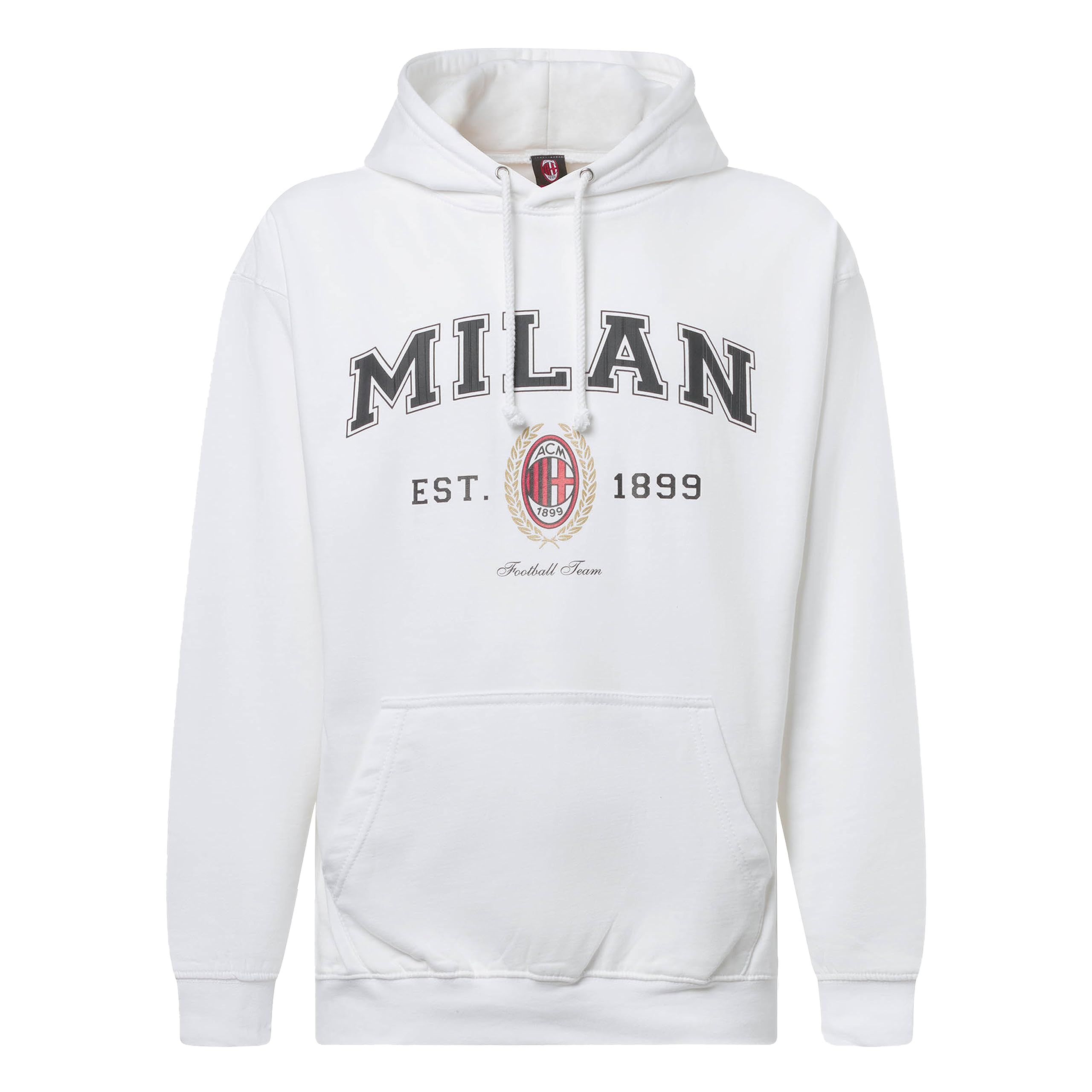 AC Milan College Collection Unisex Adult Hooded Sweatshirt White