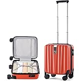 Hanke 14 Inch Underseat Carry On Luggage with Wheels Hard Shell Suitcases Lightweight Small Luggage for Weekender Mini Suitcase Carry On Bag Travel Luggage for Travel Rolling Suitcase.(Orange)