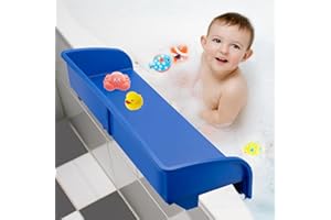 Resseor Bathtub Splash Guard, Bathtub Splash Guard for Tub Kids, Splash Guard for Bathtub Kids, Bathtub Splash Guard Play Shelf Area for Kids - Blue - Fits Tub Frames from 2' to 4.5'