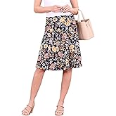 Popana Womens Knee Length A-Line Stretch Midi Skirt High Waisted Pull On Casual Flowy Skirt for Women Plus Size
