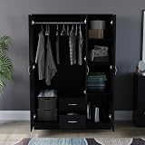 Vida Designs Riano 3 Door Mirrored Wardrobe Black 170H x 115.4W x 53D view 4
