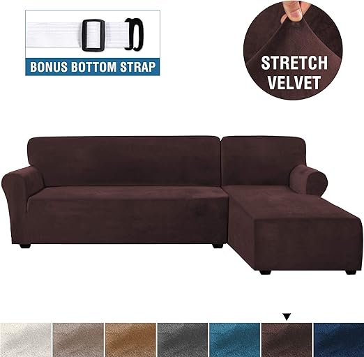 Amazon Com Rich Velvet Stretch 2 Pieces L Shaped Sofa Covers Anti