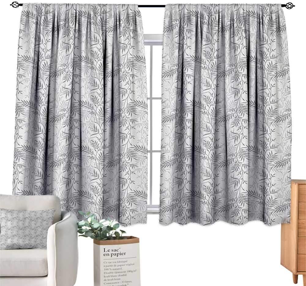 Grey and WhiteSolid Rod Pocket short Blackout DrapesMonochrome Abstract