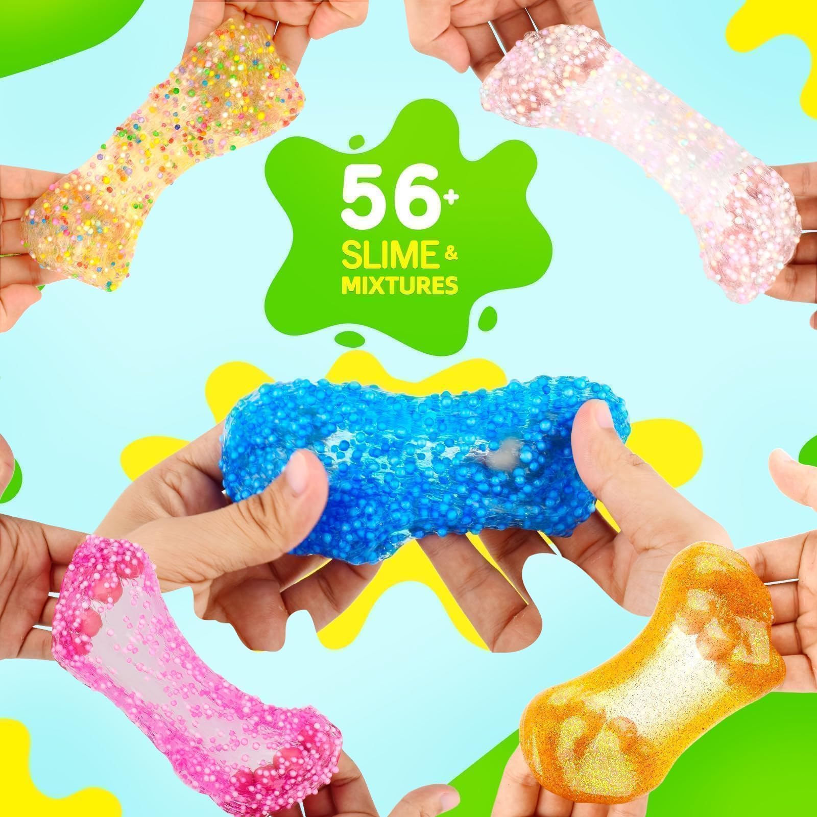 116pcs Large Package Slime Party Favors Kit, Boys and Girls 4-12 Relieve Stress Gift with Butter Clear Slime Clear Mix ins, Mermaid Charm Etc. Perfect Birthday DIY Toy for Kids 6-10