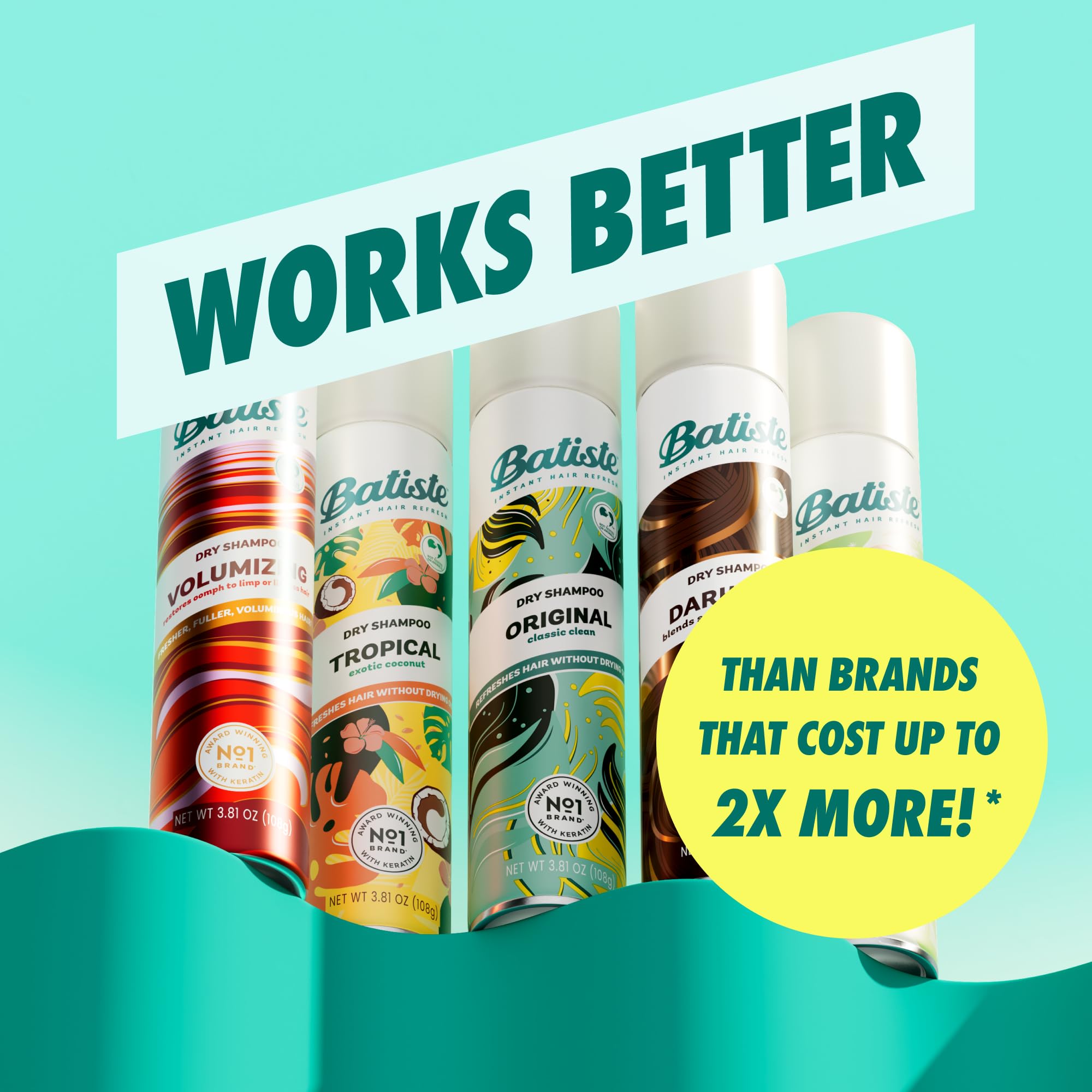 Batiste Dry Shampoo, Original Fragrance Classic Clean, Refresh Hair and Absorb Oil Between Washes, Waterless Shampoo for Added Hair Texture and Body, 5.71 oz
