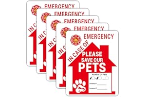 RAMIEYOO Pet Alert Sign Stickers,5 Pack Save Our Pets Emergency Decal for House Home Window Pet Door -Premium Self-Adhesive Vinyl,Fade Resistance,Indoor and Outdoor 5x4Inch