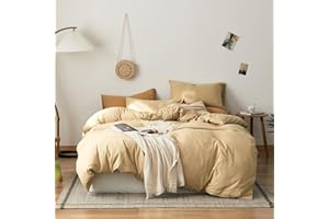 OTOB Aesthetic Bedding Cozy Jersey Knit Cotton Duvet Cover Set Boho Jersey Comforter Cover with 2 Pillowcases, 3pcs Solid Japanese Duvet Cover Twin Peach