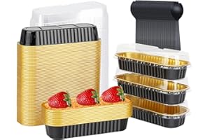 LNYZQUS Mini Loaf Pans with Lids 100 Pack, 6.8oz Aluminum Foil Mini Cake Baking Pans Cupcake Tins Containers,Disposable Ramekins Mini Bread Baking Cups Muffin Tins Holders-Black