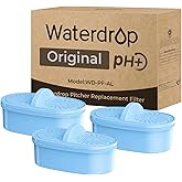 [Original] Waterdrop Alkaline Water Filter Replacement for All Waterdrop Pitcher and Dispenser Filtration System, Increase PH, Improved Coffee Taste, Last Up to 2 Months or 100 Gallons (Pack of 3)