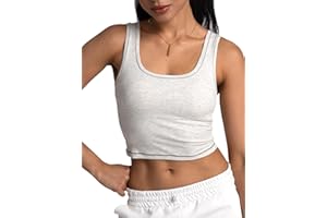 Danysu Women Rib Tank Top Padded Workout Top Square Neck Crop Tank Fitted Basic Cami Tops