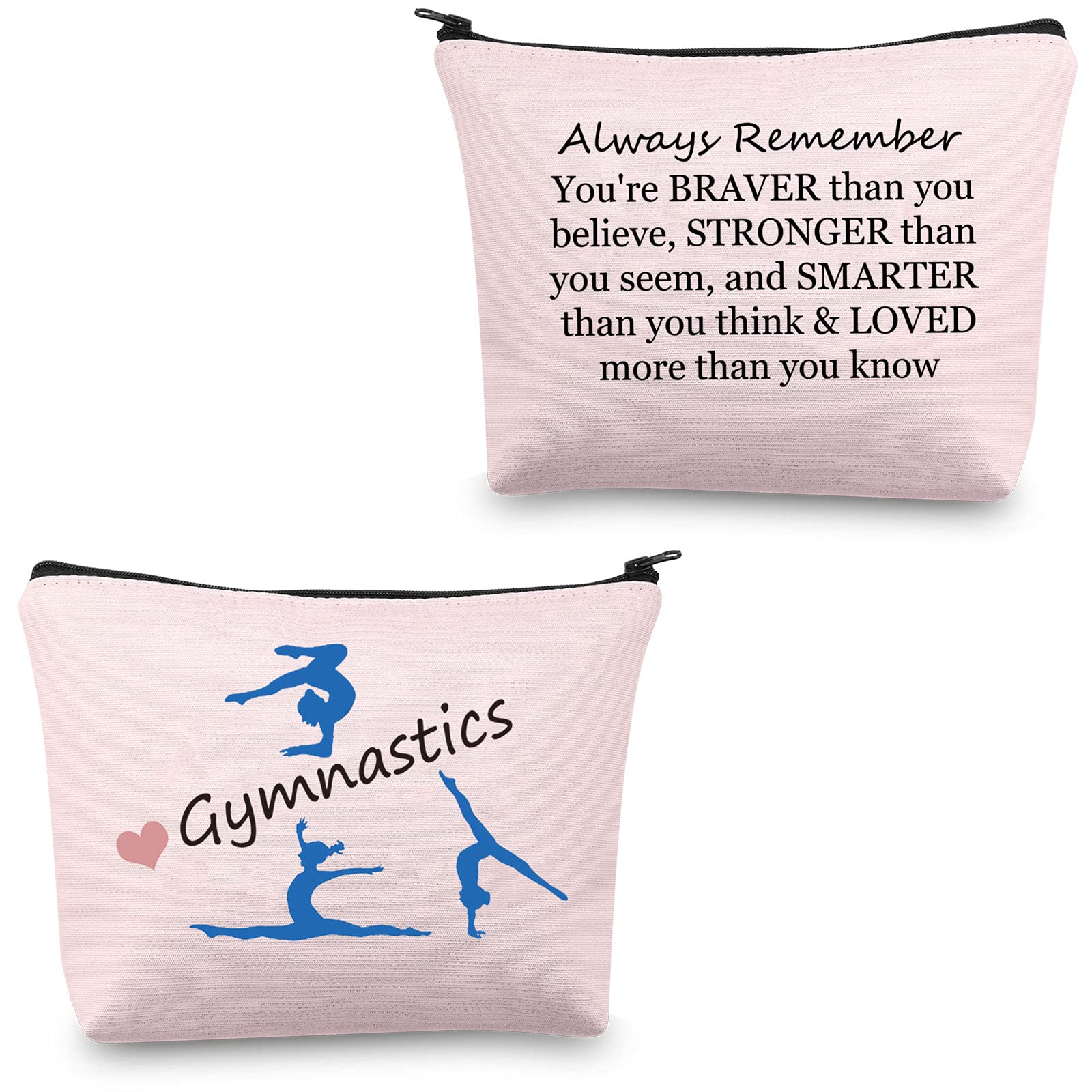 Gymnastics Gifts Gymnastics Makeup Bag Cosmetic Pouch Gymnasts Gifts for Girl Gymnastics Travel Bag Toiletry Bag Purse (Gymnastics Pink Bag)