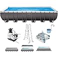 Intex 26363EH Ultra XTR 24 Ft x 12 Ft x 52 in Frame Above Ground Rectangular Pool with Pump, Automatic Vacuum Cleaner & Automatic Mounted Skimmer