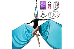 SYCYKA Deluxe Aerial Silks Equipment Set - 11 Yards Aerial Yoga Hammock Swing for Acrobatic, Circus Arts, Dance (L:10m W:2.8m)
