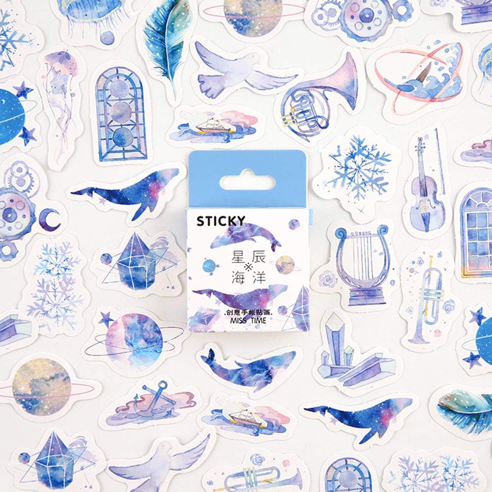 Amapower 46PCS/Box Cute Stickers,Series Paper Stickers Diary Label Boxed Sticker Album Decor Stickers(5)