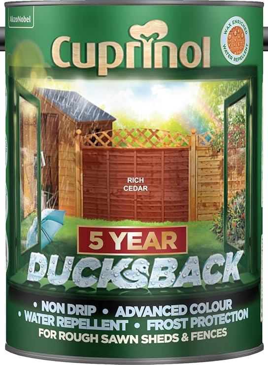 Cuprinol Ducksback 5 Year Waterproof for Sheds and Fences, 5 L Rich