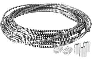 Aoneky Stainless Steel Wire Rope, 1/8in / 3/16in / 1/4in Metal Cable 7x19 Construction, Heavy Duty Aircraft Cable for Outdoor