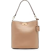 Anne Klein Women's Small Oval Turnlock Bucket with Convertible Strap, Truffle
