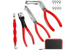 BCJCLTS 4 Pieces Electrical Disconnect Pliers for Cars, Electrical Connector Separator Tool and Automotive Electrical Connector Disconnect Pliers,Fuel Line Petrol Clip (Red 4 PCS)